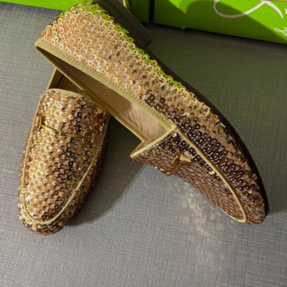 Sam Edelman Loraine Bit Loafer in Gold Sequin MSRP$190 Elegant & Chic - Picture 8 of 16